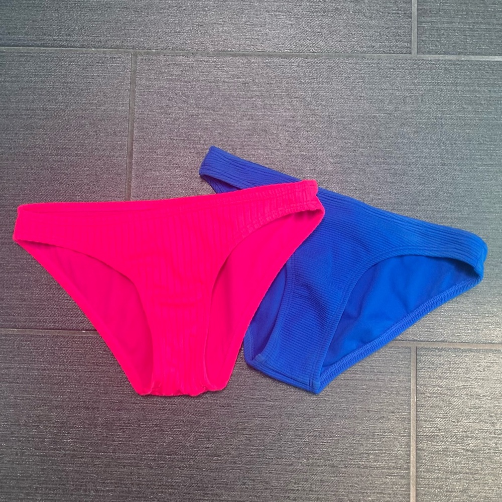 XS bikini bottoms set, pink blue